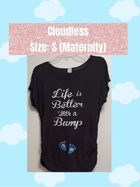 Maternity Tee - Black with Blue Footprints